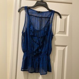 Sheer blue and black print top by Forever 21